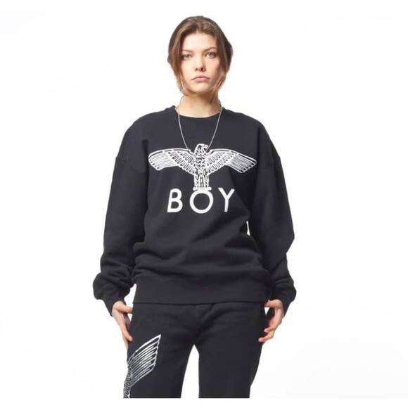 BOY LONDON BOY Eagle Black 100% Cotton Crew Neck Sweatshirt- Size Small - Picture 1 of 6